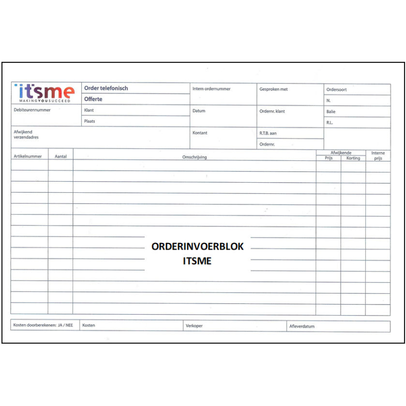 Itsme orderinvoerblok (990016)